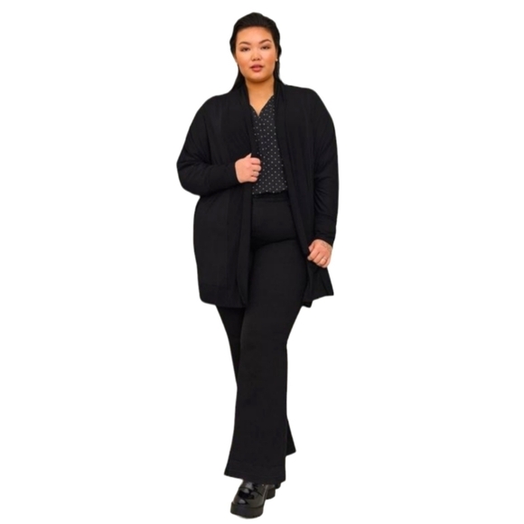 Torrid Black Open Front Cardigan 18 20 22 24 Super Soft Long Sleeves NWT 2 3 - Picture 2 of 4